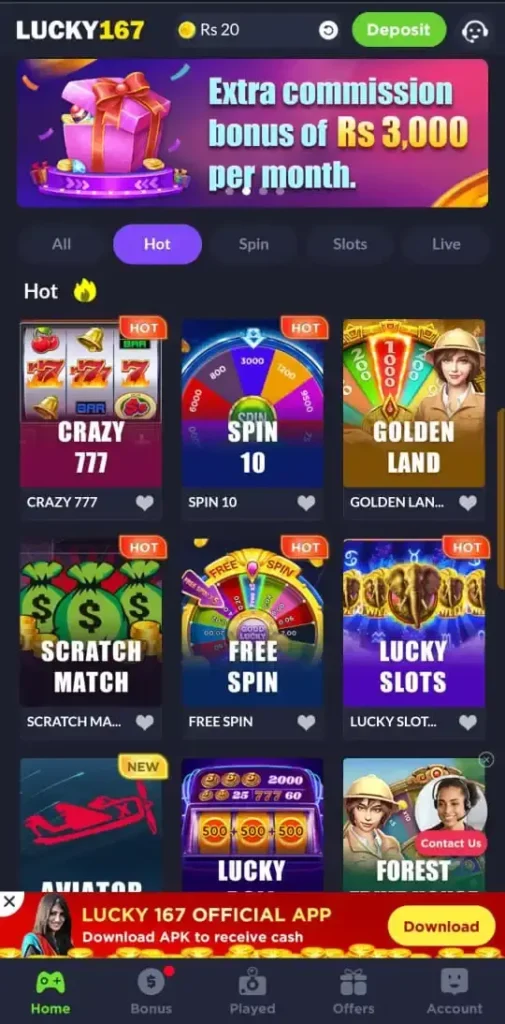 Lucky167 Game